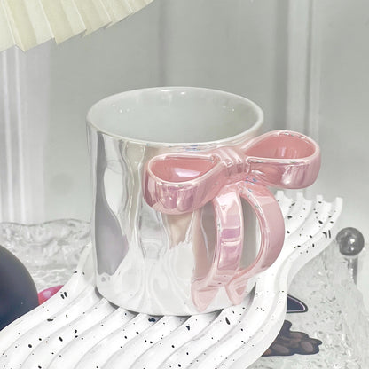 350ml Elegant Butterfly Bow Ceramic Coffee Mug, Hand Wash Only Multipurpose Cup, Reusable, Recyclable Gift Set for Adults for Christmas, Halloween, Thanksgiving, Valentine's Day