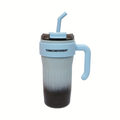 Copo térmico de aço inoxidável de 780ml/28oz com pega, copo de café com isolamento a vácuo de camada dupla, à prova de fugas e quedas, com tampa e palhinha, presente perfeito para amigos, adequado para atividades ao ar livre, campismo e trilhos.