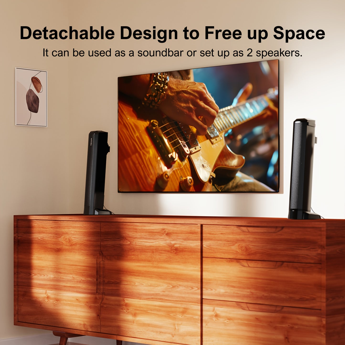 ULTIMEA 2.2ch New-Detachable Design Sound Bars for TV, Peak Power 100W, 2-in-1 Soundbar for TV, Bass Adjustable, 3 EQ Modes, ARC/Optical/Aux/Wall Mount