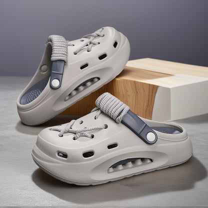 Women's White Clog with Thick Platform Heel - Adjustable Strap & Buckle, Beige - All-Season Indoor/Outdoor Beach Shoes, Lightweight Cushioned Sole, DIY Hole-Punchable Design (No Tools) for Garden, Pool, Casual Wear, Shoes For