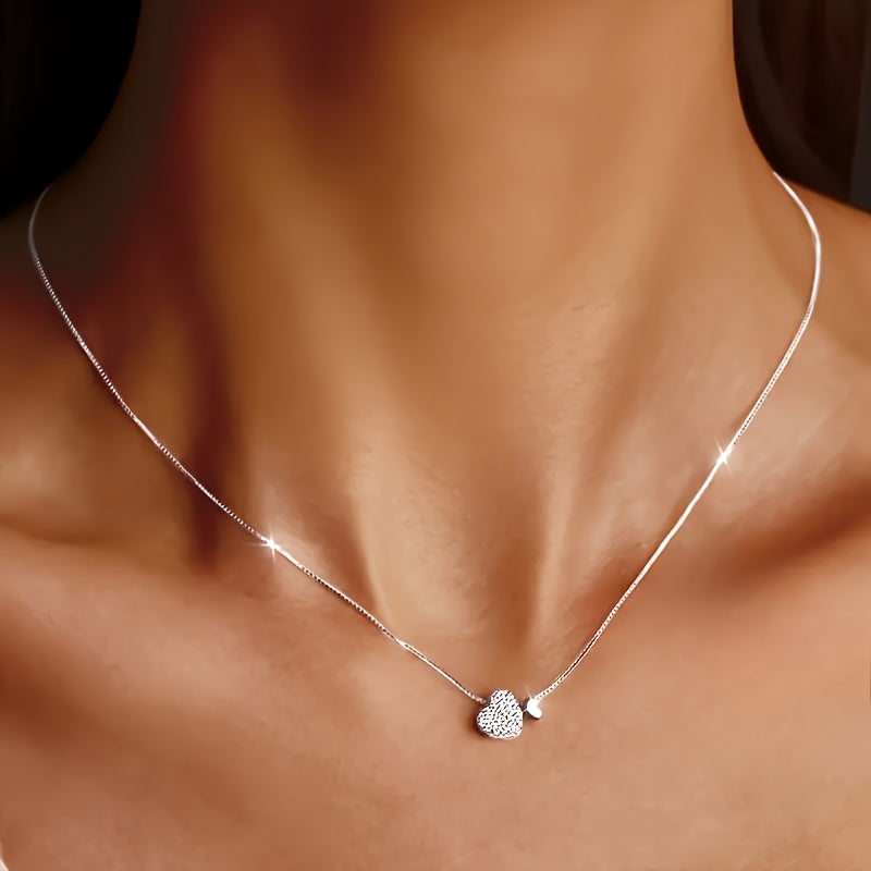 1pc Elegant 925 Silver Plated Love Heart Pendant Necklace - Minimalist Clavicle Chain for Women, Perfect Gift for Birthdays, Weddings, Valentine'S Day, and More, Everyday Jewelry|Elegant Pendant|Durable Jewelry, Necklace