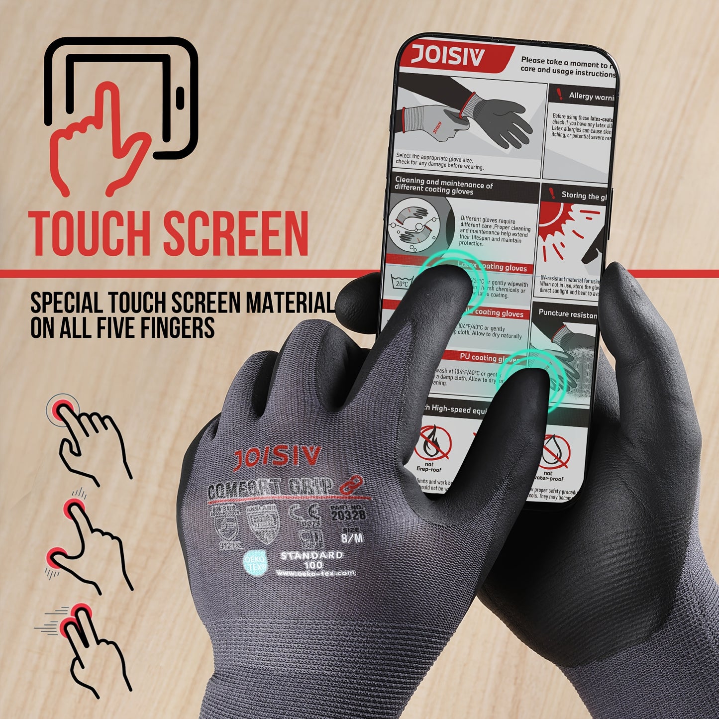 JOISIV 2/6 Pairs of Nitrile-Coated Rubber Gloves Featuring Microfoam Nitrile for a Robust Non-Slip Grip, Ideal for Gardening, Truck Driving, Auto Repairs, Laborers, Home Renovations, And Everyday Tasks.