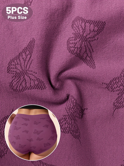 5pcs Plus Size Women's Panties, Soft and Breathable Minimalist Summer Thin Stretchy Briefs