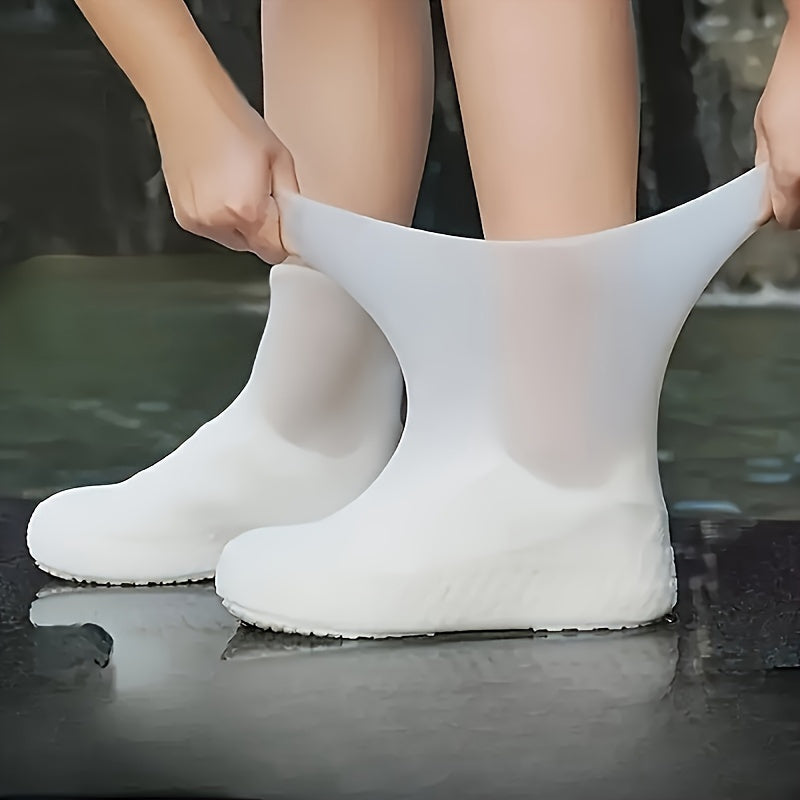 Pair of Silicone Shoe Covers - Waterproof & Rainproof, Reusable Non-Slip, Durable & Stretchy, Easy to Clean, for Men & Women, Outdoor Rain Gear