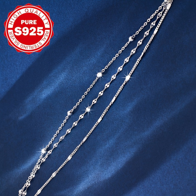 Elegant S925 Silver Bracelet for Women - Bohemian Style, Multi-Layered Chain Design, Hypoallergenic, Perfect for Daily Wear, Parties & Holidays, Ideal Gift for Christmas or Valentine'S Day, Party Accessory | Bohemian Style Br