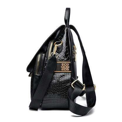 Women'S Fashionable Black Backpack with Diamond Pattern - Soft, Foldable, Zippered, Adjustable Shoulder Strap, Large Capacity, Versatile for Travel & Daily Commute, Casual Daypack|Stylish Backpack|Softshell Backpack