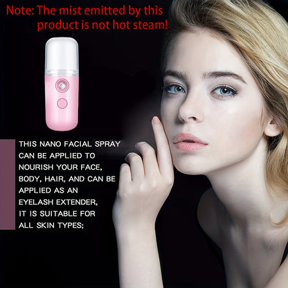 Cloud Prime Portable Mini USB Rechargeable Mist 30ml - Long-Lasting Battery, Formaldehyde-Free, 3 Colors (White/Pink/Red) with Ergonomic Design for Face & Body Hydration, Travel-Friendly Skincare Tool, Sleek Cylindrical Desig