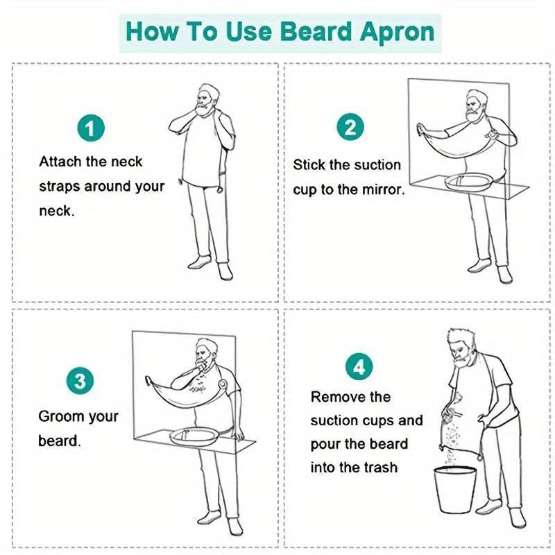 Men Beard Bib Hair Trimmer Shaving Apron Bath Barber Stick To Mirror Cloth Cover Shaving Holder