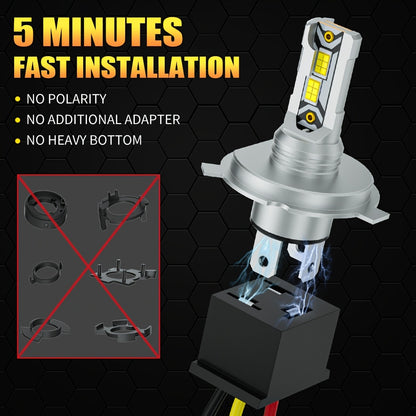 AILEO 2pcs High-Quality H4 LED Lights, 18000LM 60W Car Headlamps with High/Low Beam, 6000K White Light, Aluminum Body, Plug & Play, No Battery Needed, Perfect for Motor Vehicles, Automotive Lighting | Modern Car Accessories |