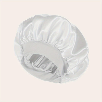 Women'S Satin Bonnet 2023, Elastic Band Hair Hat for Curling and Straight Hair, Wide Brim Sleep Cap, Bath Cap, Dry Hair Cover, 100% Polyester, Oil-Free, Comfortable Fit