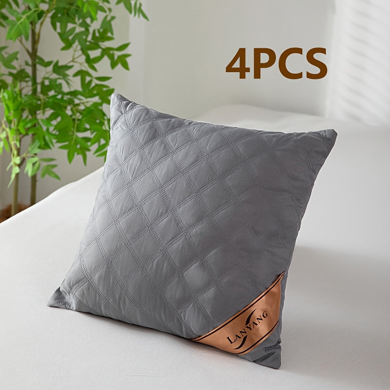4pcs High-Quality Luxury Double-Sided Patterned Pillow Covers, Gray Polyester Sofa Cushion Covers with Zipper Closure, Machine Washable, Multi-Use for Home, Car, and Sofa Decor