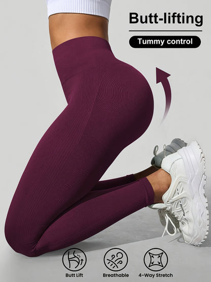 Seamless High-Waisted Yoga Pants for Women - Tummy Control Butt-Lifting 4-Way Stretch Workout Leggings, Moisture-Wicking Quick-Dry Fitness Running Gym Casual Wear, All-Season Machine Washable, Seamless Design, Durable Legging
