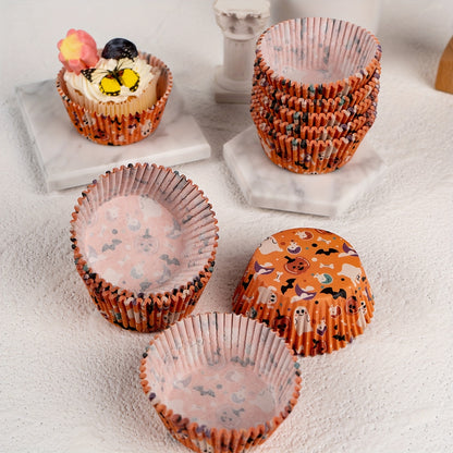 100pcs, Halloween Muffin Cups, Cupcake Cups, Disposable Paper Cupcake Liners, Cute Muffin Molds, Baking Tools, Kitchen Gadgets, Kitchen Accessories