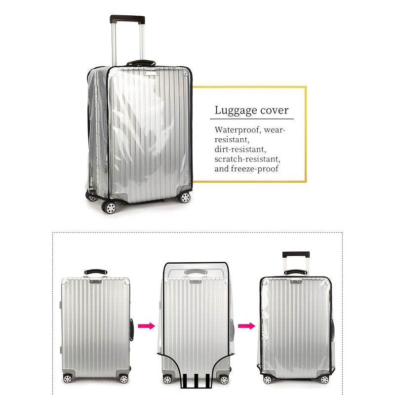 3pcs Luggage Protective Covers, Check-in Shockproof Thick PVC Transparent Dustproof Covers for 50.8cm+60.96cm+71.12cm Suitcases, Waterproof & Durable