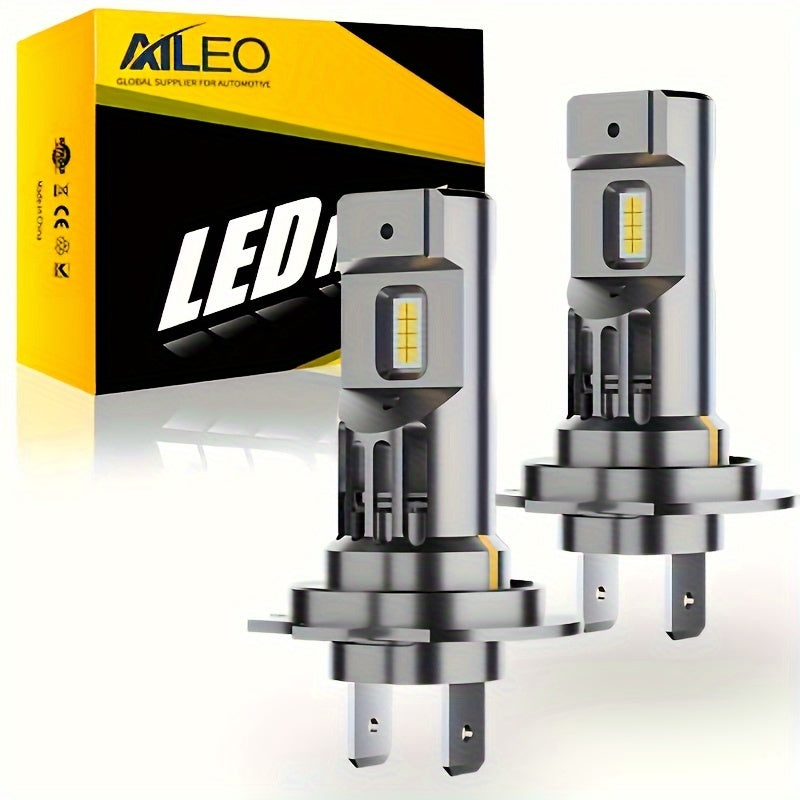 AILEO 2-Pack Premium H7 LED Headlight Bulbs 30000LM 1:1 Compact Turbine Style 6500K White Daytime Running Car Light, Without Battery