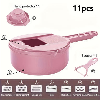 12-In-1 Multi-Functional Vegetable Chopper Carrots Potatoes Manually Cut Shred Slicer Radish Grater Kitchen Tools Vegetable Cutter For Hotel/Commercial