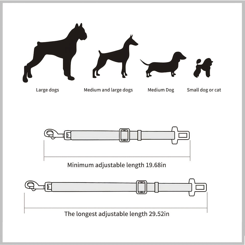 Keep Your Pet Safe On The Road: 1pc Retractable & Adjustable Pet Seat Belt For Cars
