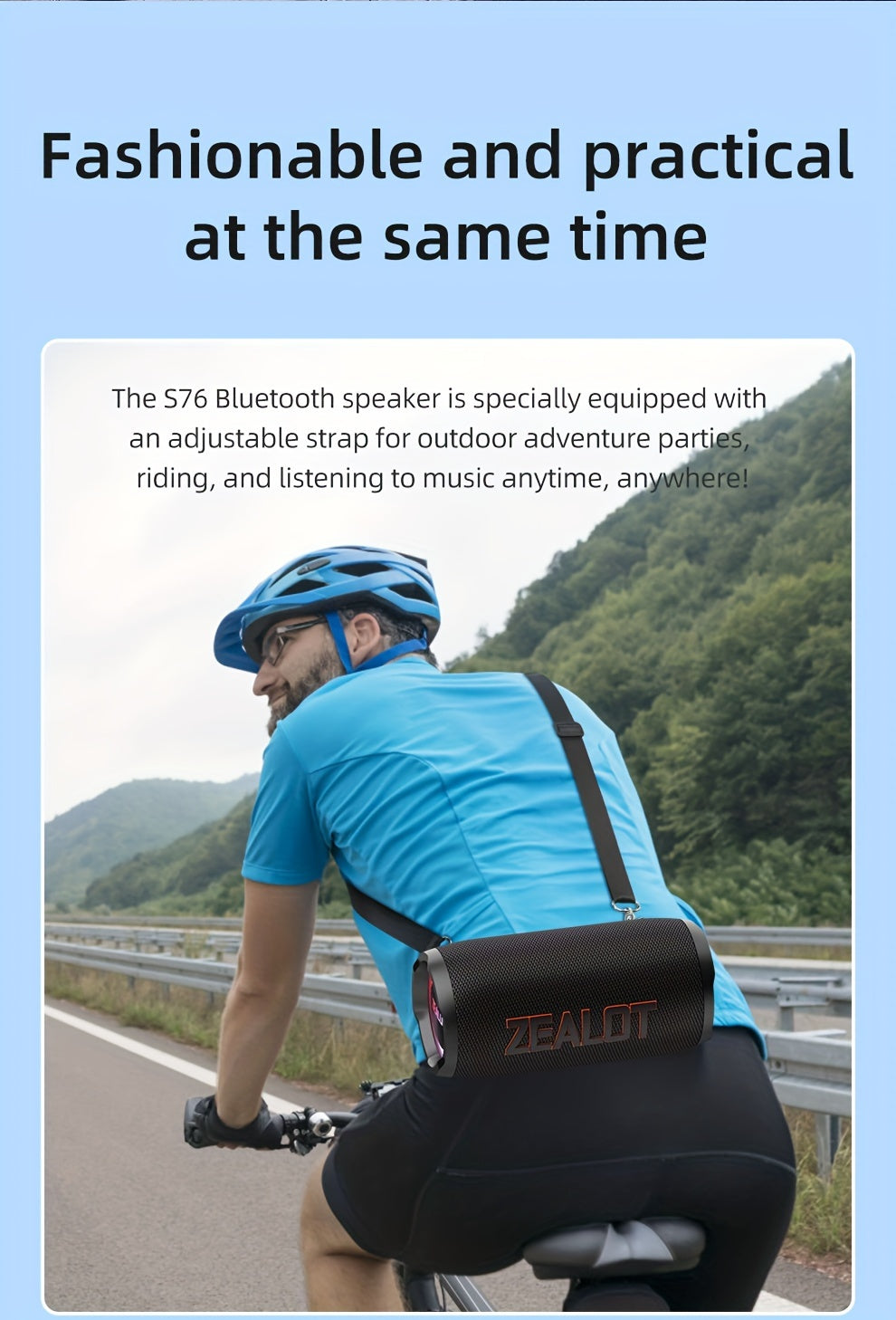 ZEALOT S76 50W Wireless Speaker, Outdoor Portable with RGB Lighting, 8-Hour Playtime, Supports Phone, Tablet, PC, TV. SD, USB, AUX, Dual Pairing Function, Suitable For Car, Camping, Beach, Party