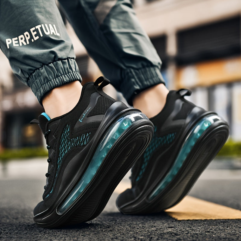 Men's Breathable Knit Sneakers with Full Cushioning & Air-Sole Technology - Slip-Resistant Rubber Outsole, All-Season Comfort for Sports & Casual Wear - Extended Sizes Available, Comfy Shoes, Comfortable Footwear, Modern Foot