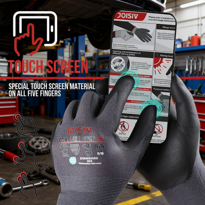 JOISIV 3/6 Pairs Nitrile Work Gloves - MicroFoam Coated, Non-Slip Grip, Breathable Safety Gloves for Gardening, Mechanic, Warehouse & DIY Tasks