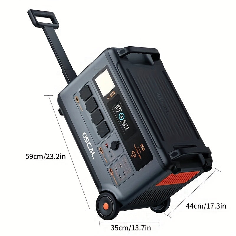 OSCAL PowerMax 6000 Solar Generator with 2×400W Solar Panel, 120V/240V Power Station 6000W AC Outlets (7200W Peak), 2200W AC Charging/2400W Solar Charging, Emergency for Home, Emergency for Home, Battery Backup, Outdoor Camp
