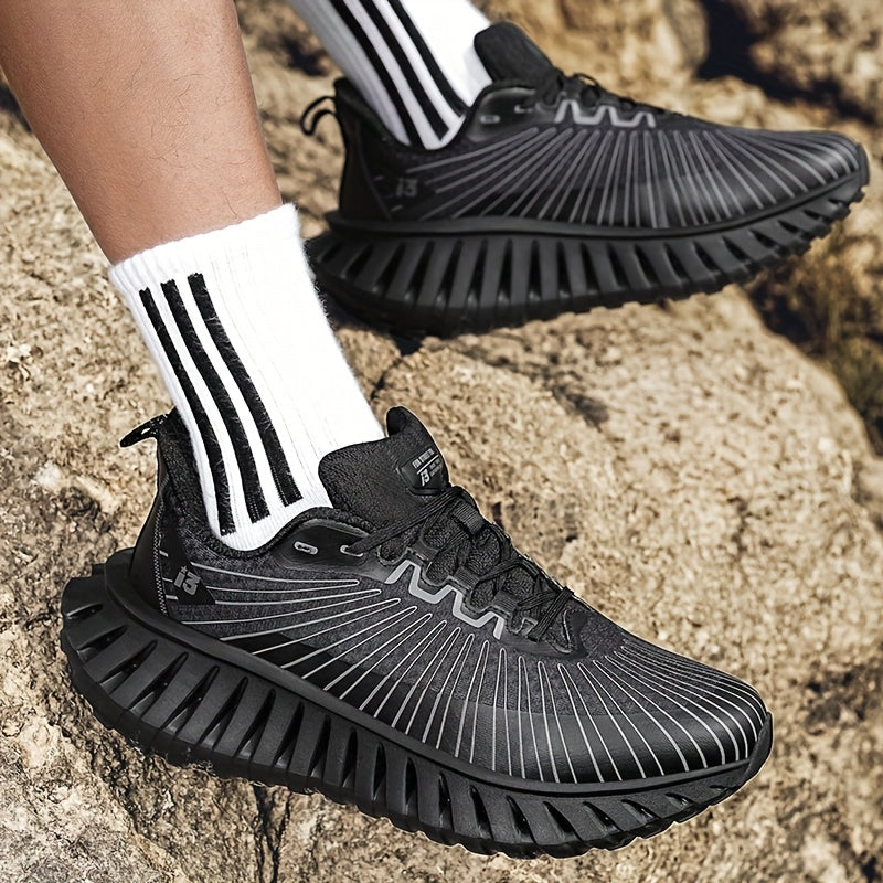 Men'S Breathable Mesh Running Sneakers - Lightweight, Non-Slip, Durable Hiking & Fitness Shoes with Air Cushion for Indoor/Outdoor Use, Gray & Green Design, Casual Athletic Footwear | Modern Sneakers | Breathable Mesh Uppe