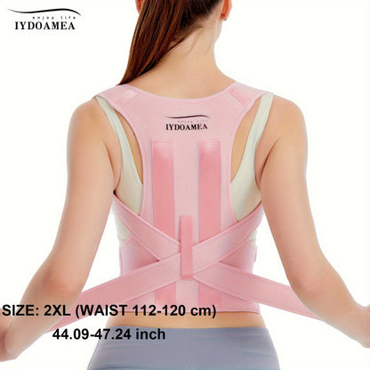 IYDOAMEA Women'S Posture Corrector - Adjustable Back Brace with Breathable Fabric, Ergonomic Design for Office, Travel, and Home Use, Pink, Comfortable & Durable, Sleek Design