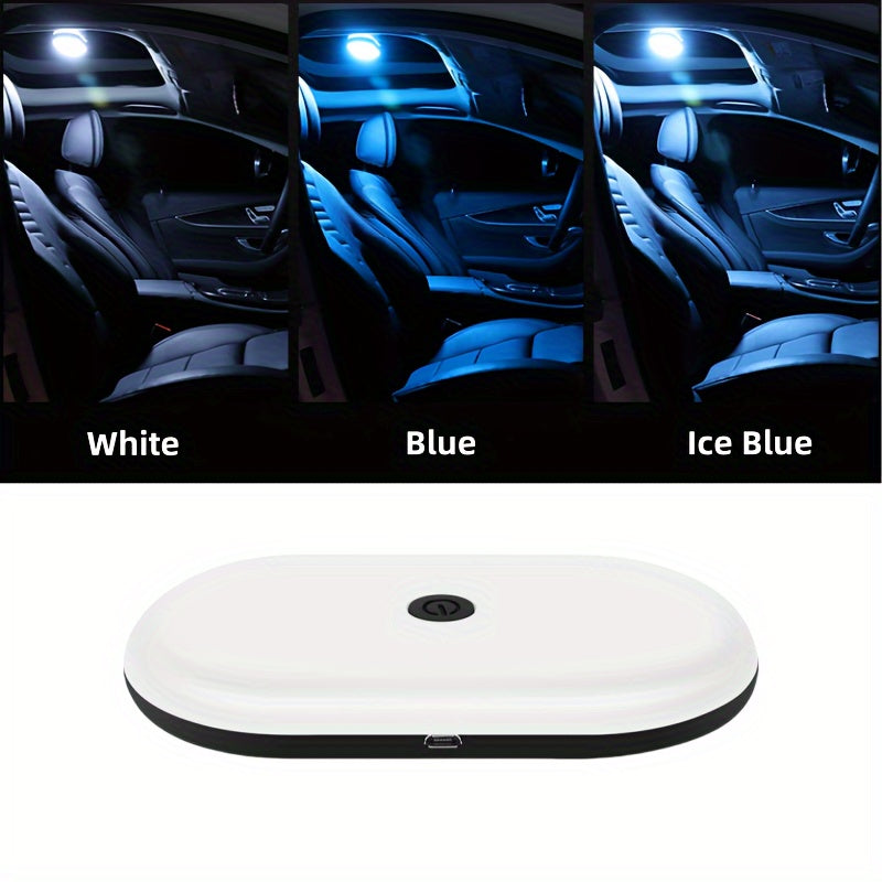 Wireless LED Touch Light for Car Interior, Suitable for Trunk Storage Box, USB Rechargeable Reading Lamp.