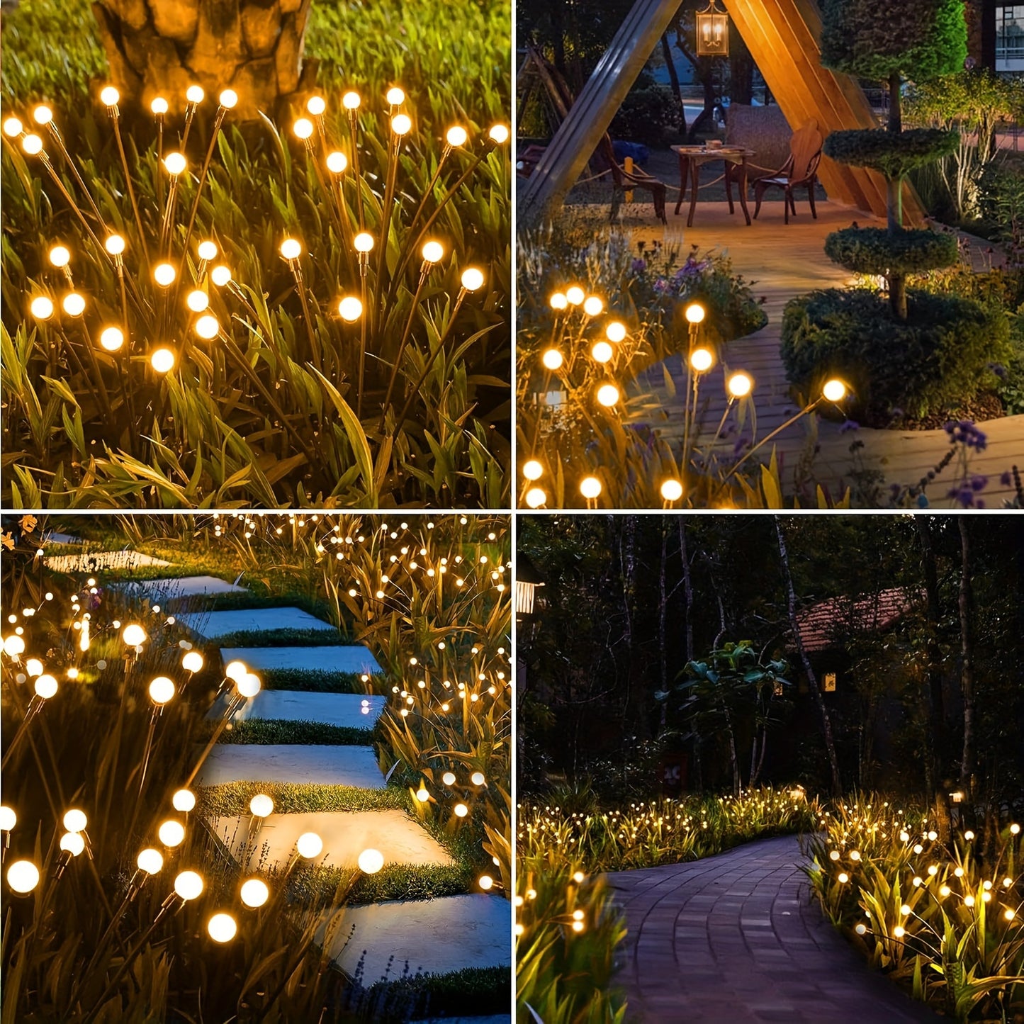 Two Solar Garden Lights, Equipped with 6/8/10 LED Bulbs, Firefly Floor Lights, Outdoor LED Lights, Spherical Garden Decorative Lights for Yard Lighting, Festive Parties, Christmas, Independence Day Dance Illumination to Beaut