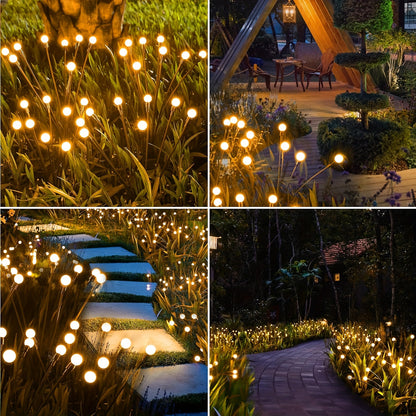 Two Solar Garden Lights, Equipped with 6/8/10 LED Bulbs, Firefly Floor Lights, Outdoor LED Lights, Spherical Garden Decorative Lights for Yard Lighting, Festive Parties, Christmas, Independence Day Dance Illumination to Beaut