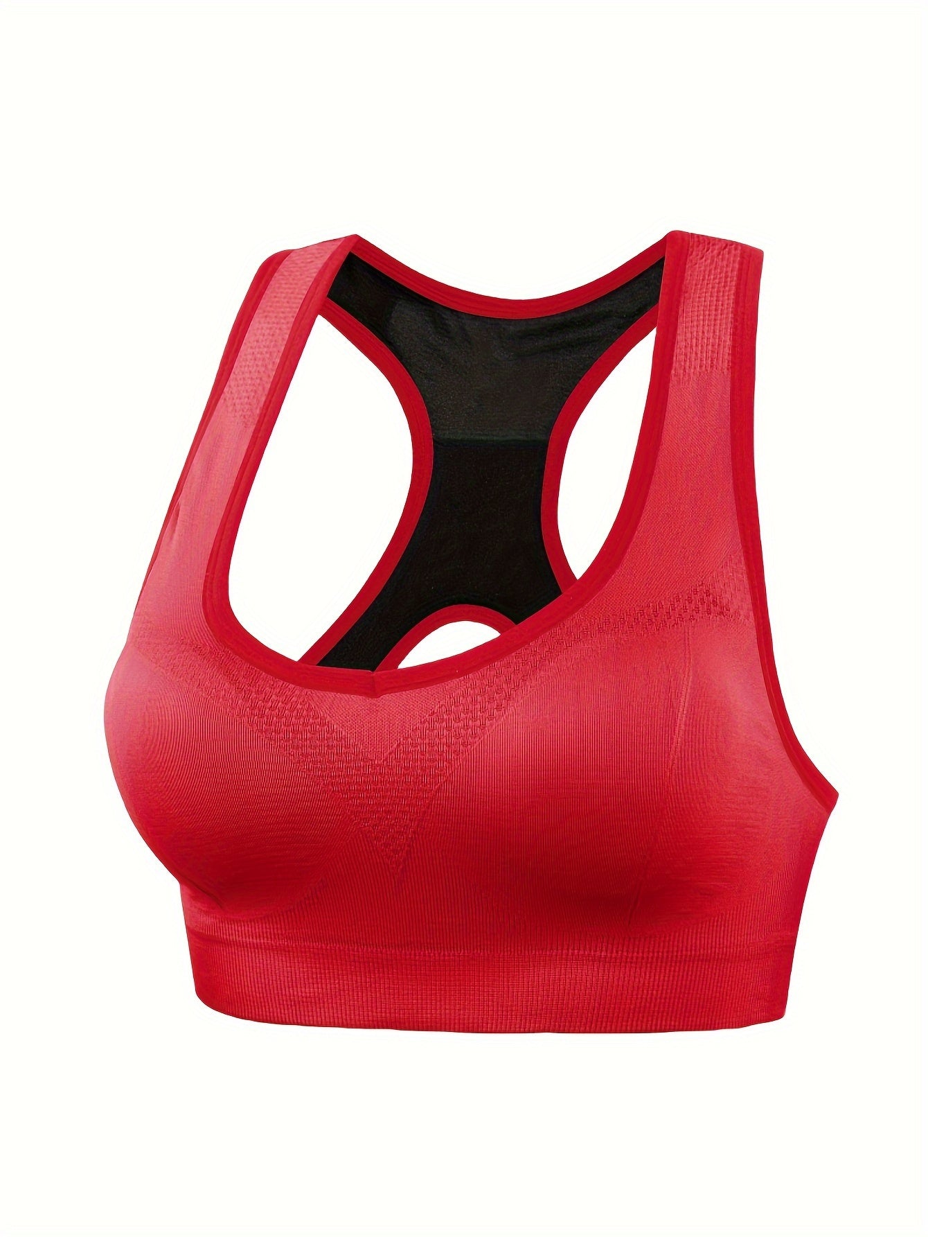 Women's High-Support Sports Bra with Removable Pads - Quick-Dry, Shockproof, Double-Layer Racerback Vest for Running & Fitness, Breathable Nylon-Elastane Blend, Non-See-Through, All-Season Activewear
