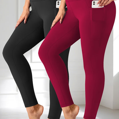 Plus Size - Two-piece set - Plus Size Crescent Pocket 9-Inch Pants (Discounted Promotional Model) - Belly Tight-Fitting Leggings with Pockets High-Waisted Pants for Women and Fitness