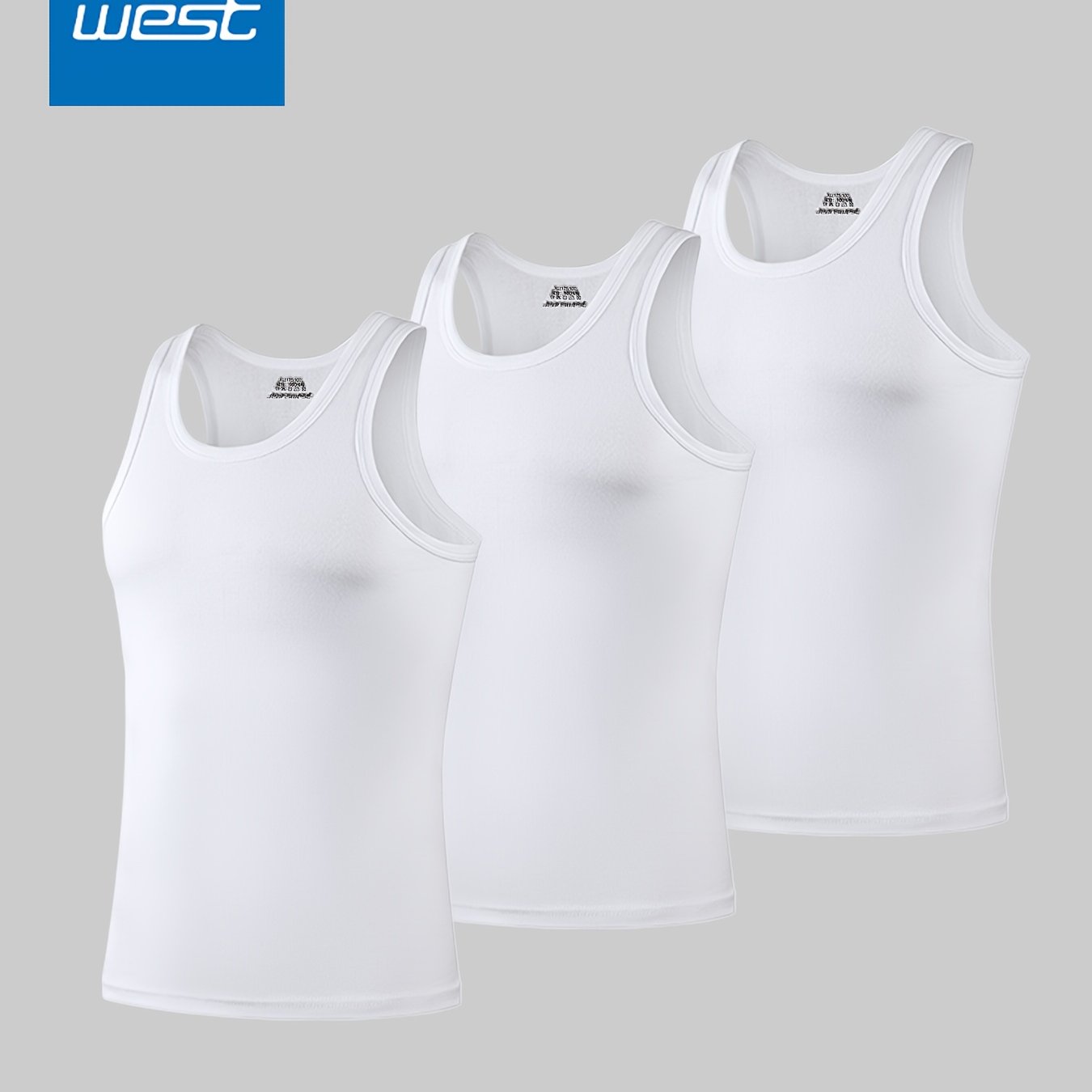 JEANSWEST Men's Vest 3-Pack, Pure Cotton Fashion Simple Solid Color Slim-Fit Tank Top