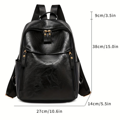 Women's Stylish Backpack with Adjustable Shoulder Straps & Golden-Tone Hardware - Zipper Closure, Multiple Compartments for, Travel, Shopping, Work - Christmas Gift (Deep Brown/Green/Black)