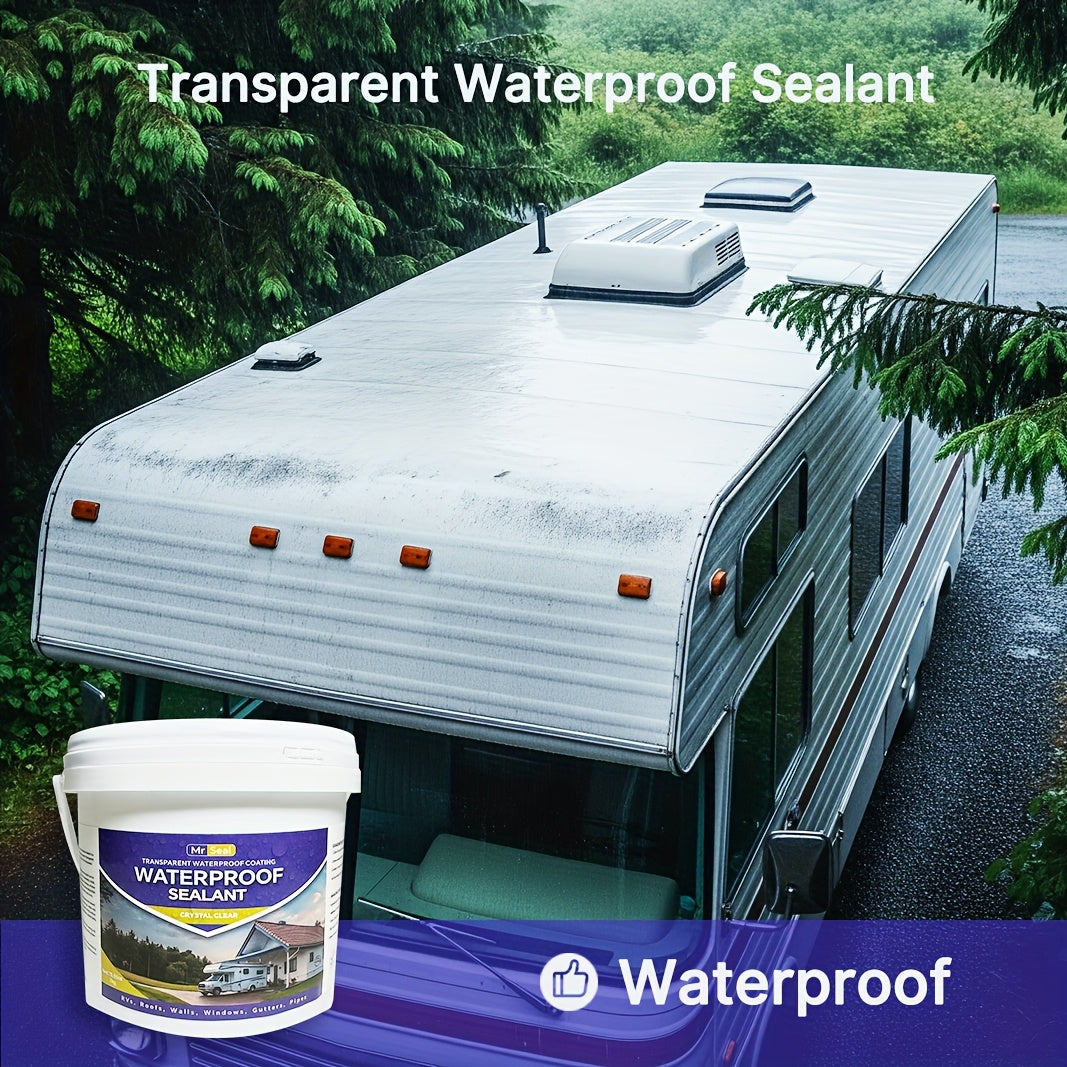 2kg RV Transparent Waterproof Sealant - Covers Up to 160 SqFt @ 1/12" Thickness, Ideal for RV Roof, Windows, Gutters & More, Durable & Flexible Sealant for Home Improvement, Roof Sealant, Versatile Sealant, Highquality Sealan