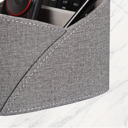 PU Leather Open Storage Box with 3 Compartments, Desktop Remote Control Holder/Makeup Organizer/Versatile Gray Storage Basket for Home Appliance Controllers, Cosmetics, Art Supplies, Stationery, Glasses, Office Supplies and A