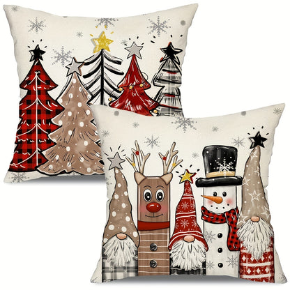 2pcs, Christmas Throw Pillow Covers, 45.72cm*45.72cm Christmas Tree Decorative Home Decor Cushion Covers, Farmhouse Winter Holiday Home Decor Pillowcases, for Porch Patio Couch Sofa Living Room Outdoor, Without Pillow Inserts
