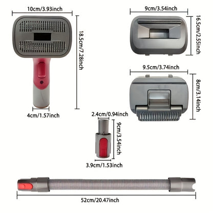 Groom Tool Kit For Dyson Vacuums, Pet Dog Brush Hair Vacuum Attachment For Dyson V7/8/10/11/15, Suitable For Long Or Medium Haired Dogs, Vacuum-Assisted Dog Groomer & Self-Cleaning Mess-free Grooming