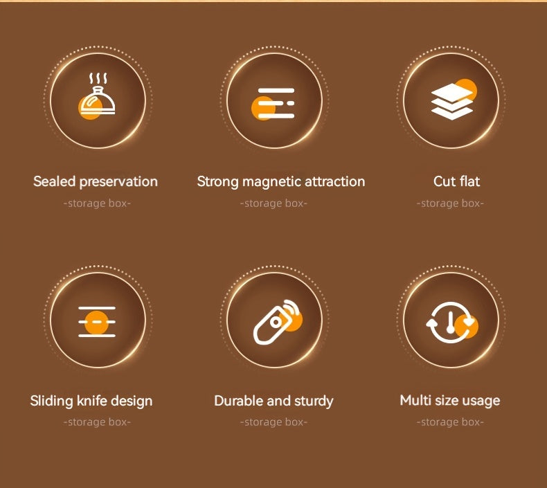 1pc Plastic Film Cutter, Fresh Film Cutter Dispenser, Refrigerator Magnetic Plastic Film Universal Cutting Box, Magnetic Refillable Plastic Packaging Dispenser With Cutter, Kitchen Tin Paper Cutting, Kitchen Tools