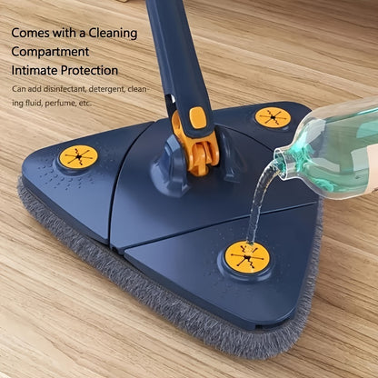1pc, Triangle 360° Rotating Cleaning Mop, Long Handle Floor Mop, Hands-free Wash Squeeze Mop, Wet And Dry Dual-use Cleaning Mop, For Floor Wall Ceiling Corner Glass, Cleaning Supplies, Cleaning Tool