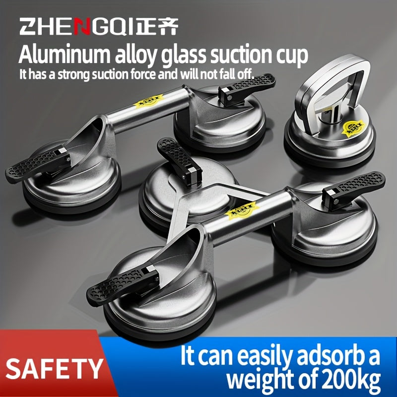 ZHENGQI Heavy Duty Vacuum Suction Cup Pad - Ergonomic Rubber Handle for Granite, Tile, Glass & More - Rust-Resistant, Strong Load-Bearing Capacity, Ideal for Home & Outdoor Use, Construction Suction Pad|Ergonomic Grip|Sleek S