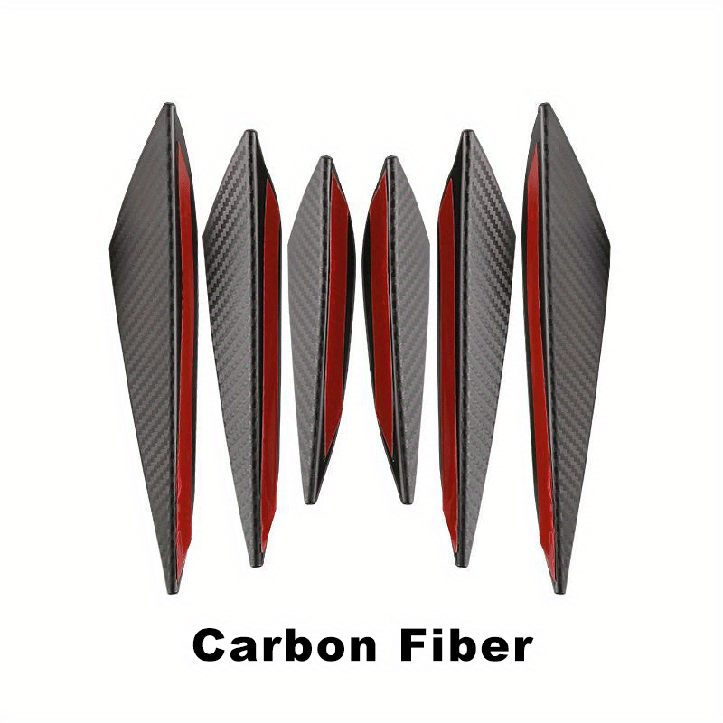 6pcs Racing carbon fiber pattern spoiler kit, car bumper collision protection paint rubber decoration