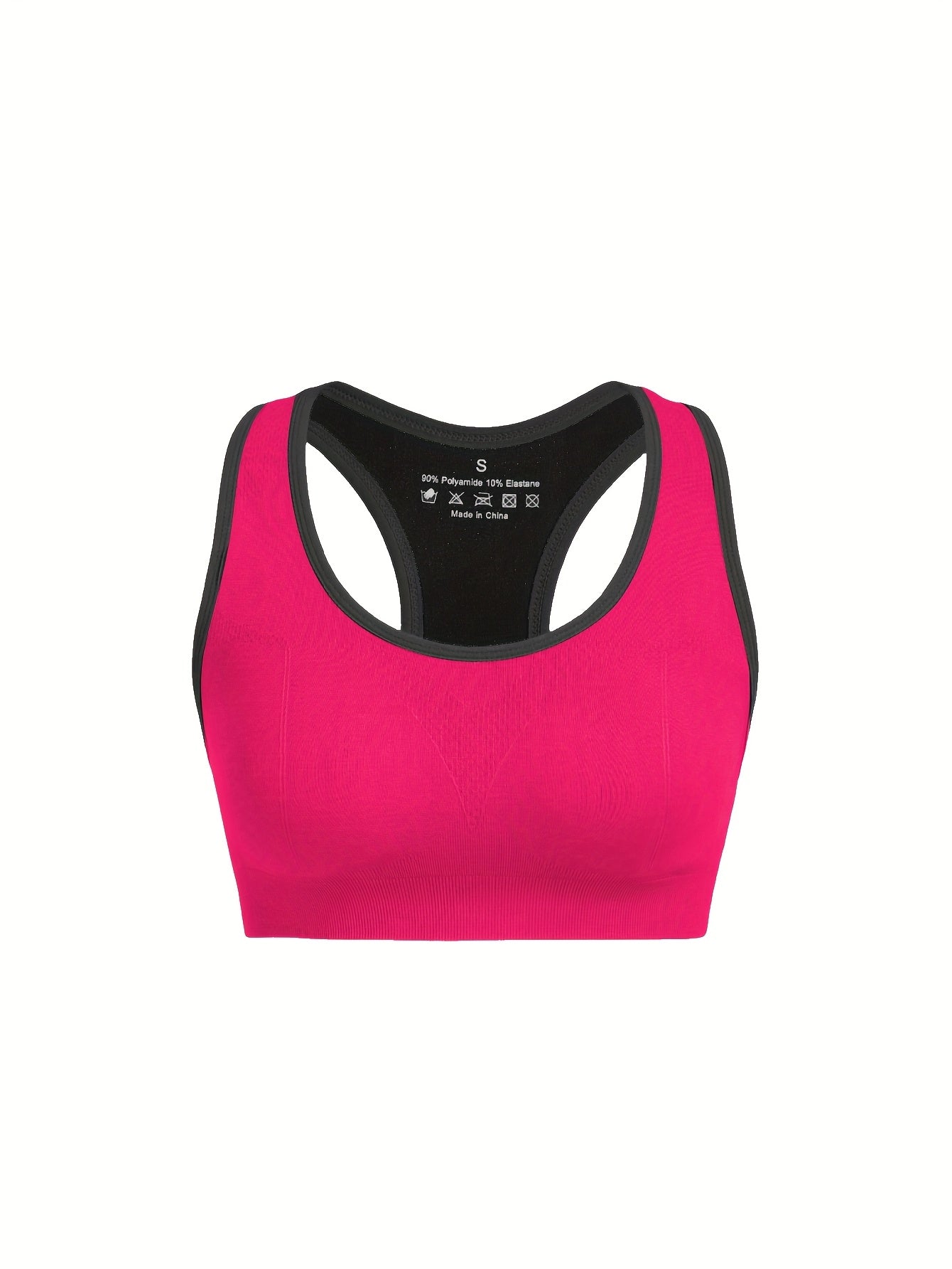 Women's High-Support Sports Bra with Removable Pads - Quick-Dry, Shockproof, Double-Layer Racerback Vest for Running & Fitness, Breathable Nylon-Elastane Blend, Non-See-Through, All-Season Activewear