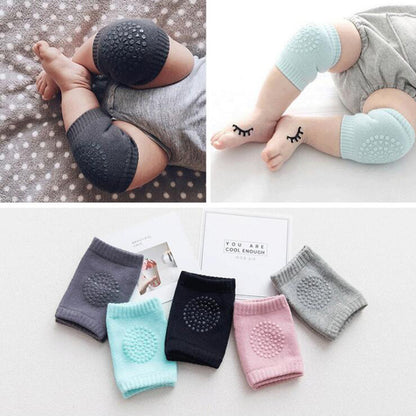 A Pair Four Seasons Fur Ring Baby Leg Protector, Elbow Toddler Crawling Baby Smiley Face Knee Brace Non-slip Socks, Adjustable Elastic Neutral, For Crawling 0-36 Months Of The Baby Girls Boys