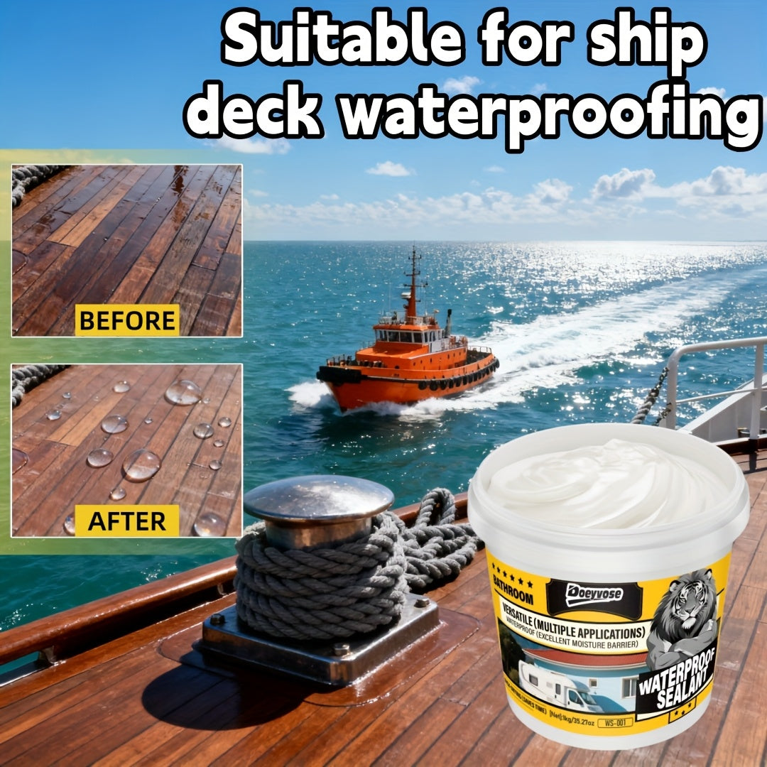 1kg/35oz DOEYVOSE Heavy-Duty Waterproof Sealant - Quick-Drying No-Residue Waterproofing Coating, Strong Adhesive for Ship Decks, Floors, Basements, Roofs, - & DIY Leakproof Seal (1kg Tube)
