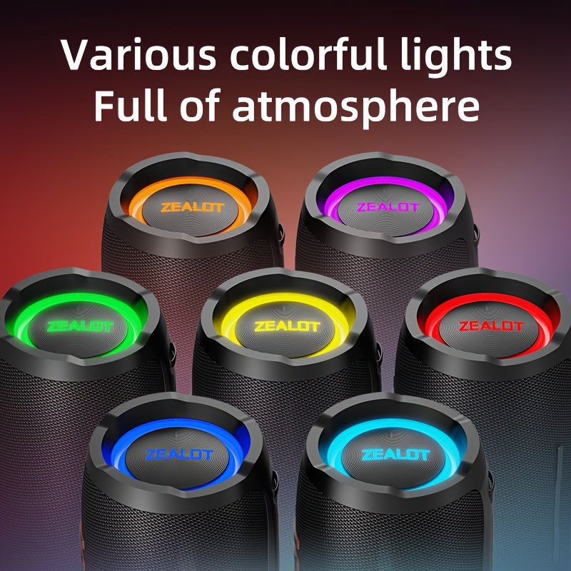 ZEALOT S76 50W Wireless Speaker, Outdoor Portable with RGB Lighting, 8-Hour Playtime, Supports Phone, Tablet, PC, TV. SD, USB, AUX, Dual Pairing Function, Suitable For Car, Camping, Beach, Party