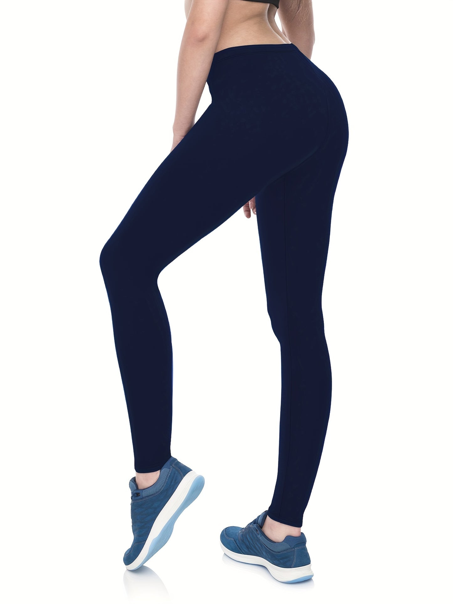 3-Pack High-Elasticity Slim-Fit 9/10 Length Pants - Solid Color Tight Waist All-Season Trousers, Machine Washable & Dry Cleanable, Casual to Dressy Wear (Compatible with Skirts/Blouses) - Bulk Pack for Cost Savings & Easy War