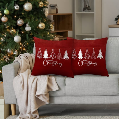2pcs Red Christmas Pillow Covers with Bows, Sweet Sofa Decor, Girly Style Home Essential, Suitable for Sofa, Living Room, Office Decor, Home Decor, Room Decor Pillow Covers, Cushion Covers, Suitable for Sofa, Living Room, Off