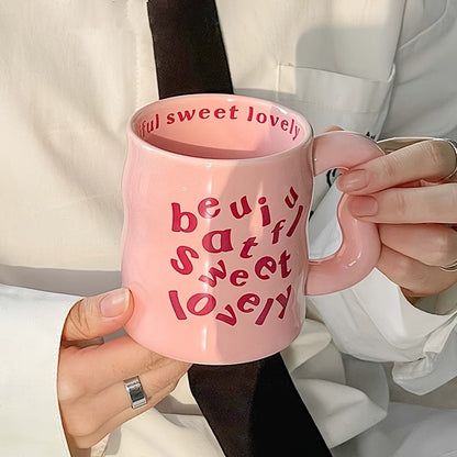 1pc WhimsyCraft Cartoon English Ceramic Mug, Multipurpose, Insulated Reusable Coffee Cup, Dishwasher Safe, for Men and Women, Ideal Birthday Gift