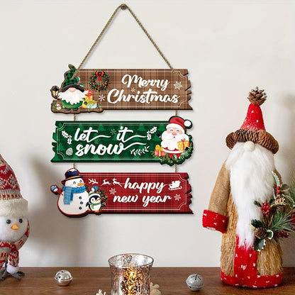 Decorative Signs & Plaque 3pcs Christmas Hanging Ornaments - Santa Claus, Snowman And Reindeer Wooden Wall Decorations, Suitable for Home Interior Seasonal Farmhouse Art Decoration, Products That Can Be Used in 11 Festivals